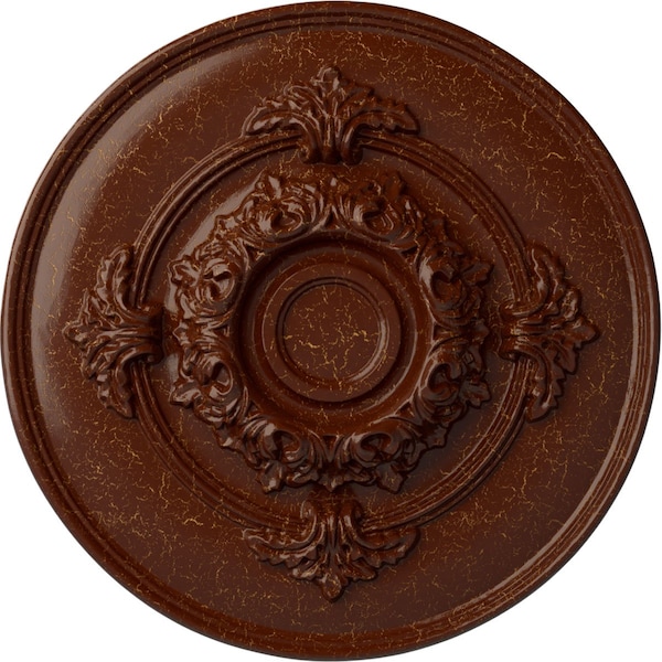 Ekena Millwork Monique Ceiling Medallion (Fits Canopies up to 3 3/4"), 13 3/4"OD x 1"P, Burnished Mahogany Crackle CM13MOBMC - main